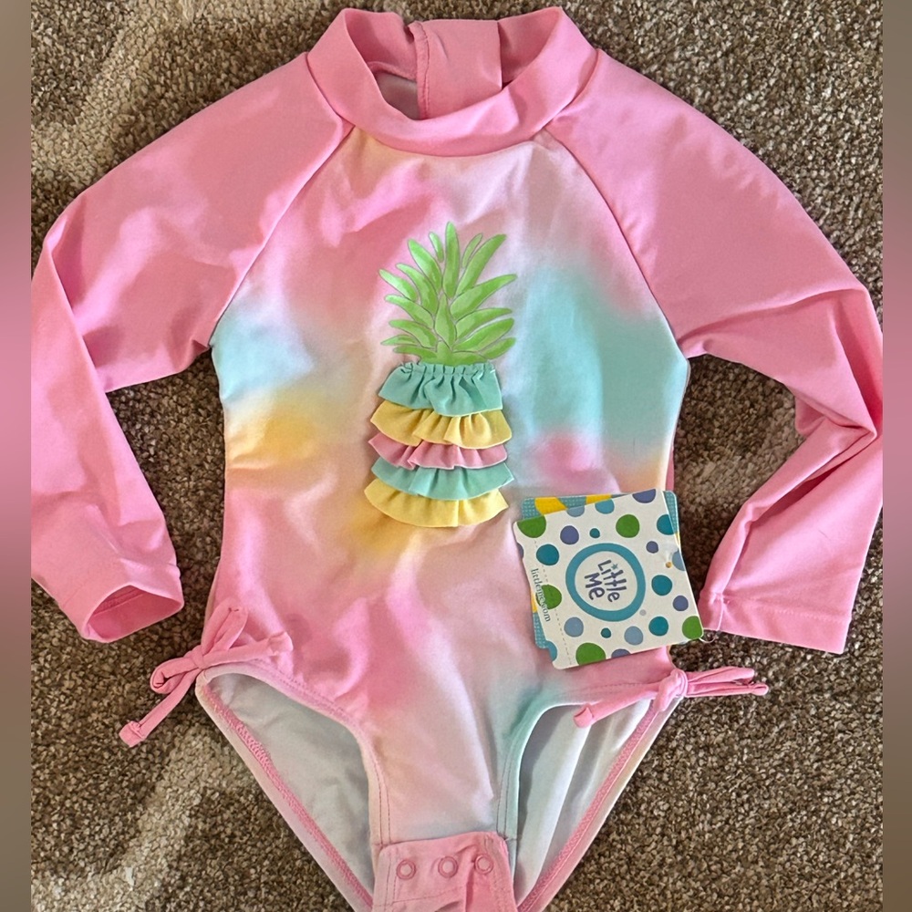 Little Me NWT Pineapple Rash guard Bathing suit Swim